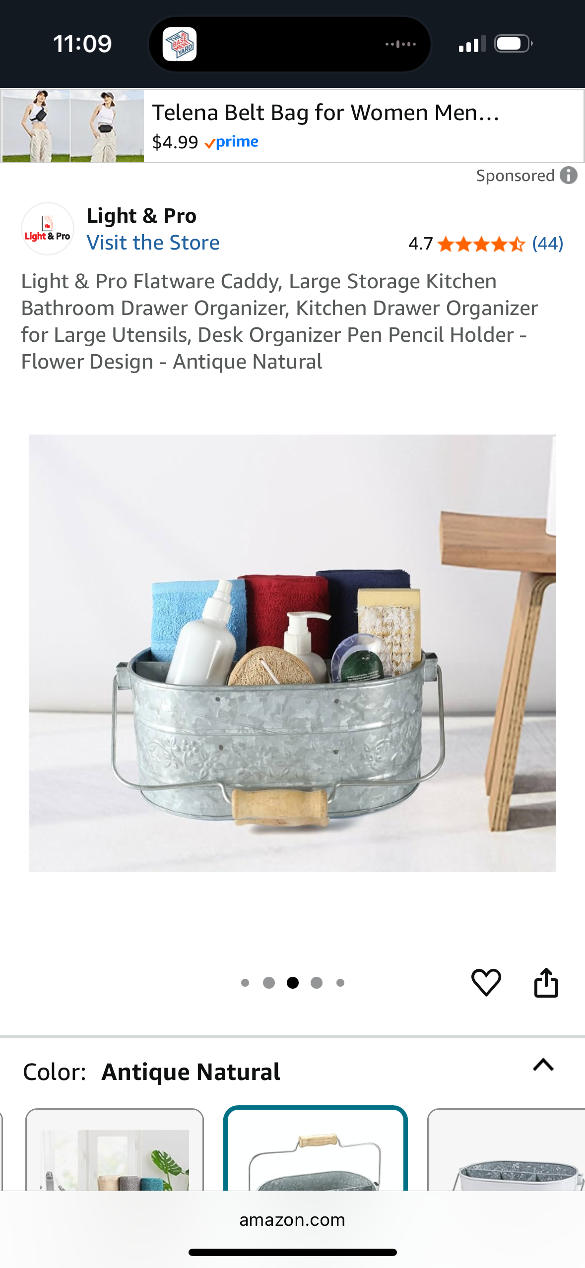 Light & Pro Flatware Caddy, Large Storage Kitchen Bathroom Drawer Organizer, Kitchen Drawer Organizer for Large Utensils, Desk Organizer Pen Pencil Holder - Flower Design - Antique Natural
