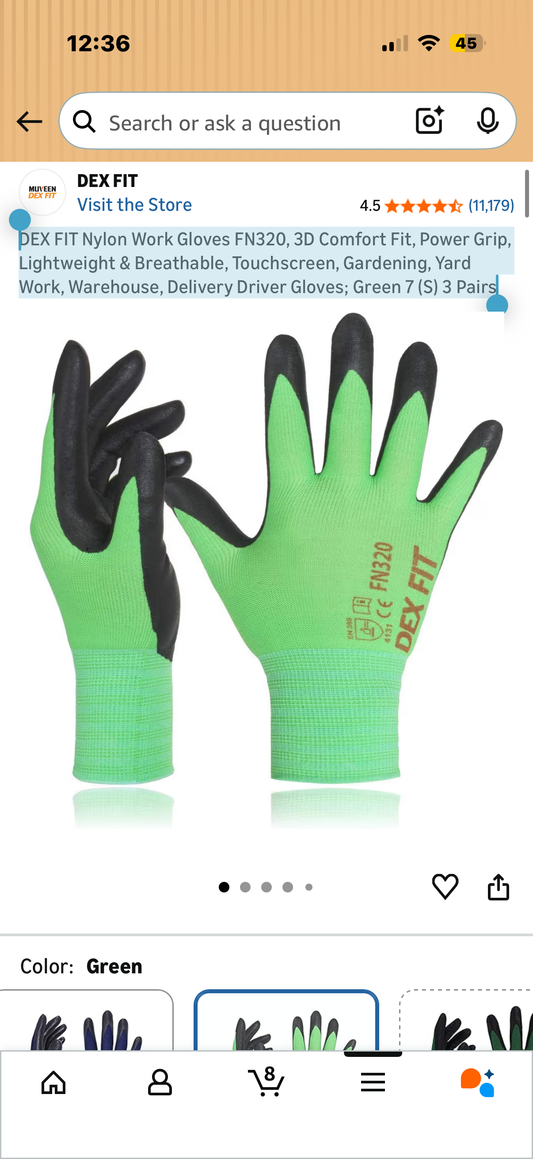 DEX FIT Premium Nylon Nitrile Work Gloves FN320, 3 Pairs, Blue, Unisex, 7 (S) - Durable, Breathable & Cool, Machine Washable