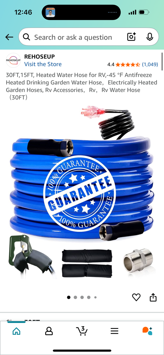 30FT, 15FT, Heated Water Hose for RV,-45 ℉ Antifreeze Heated Drinking Garden Water Hose，Electrically Heated Garden Hoses, Rv Accessories, Rv, Rv Water Hose