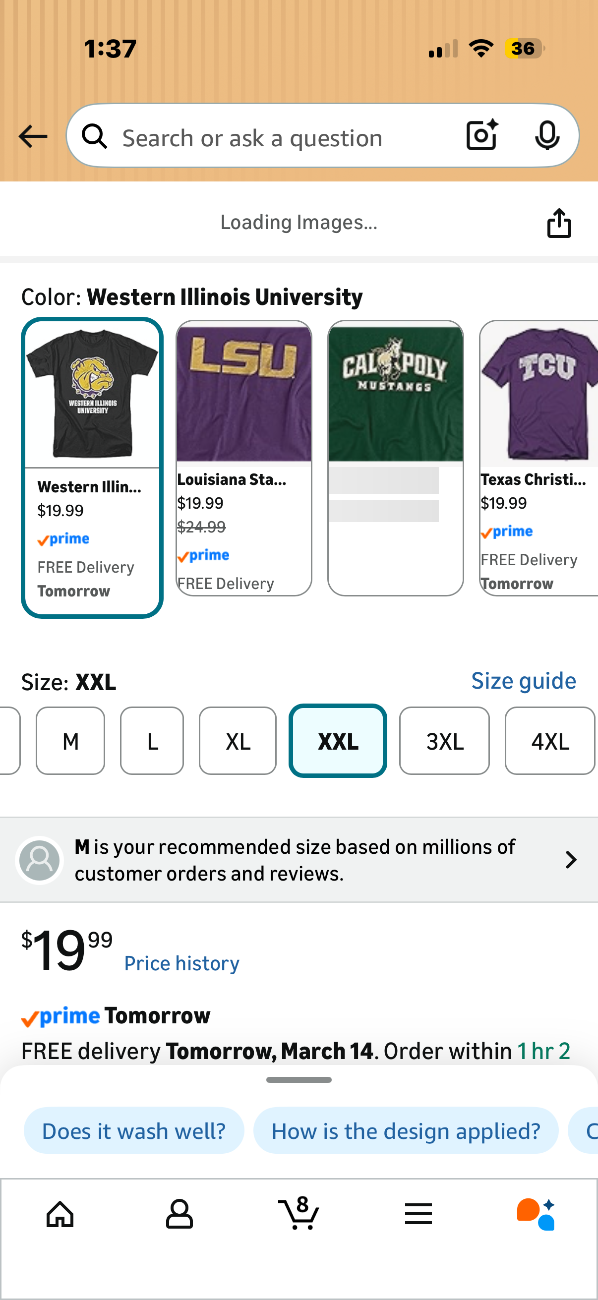 Official Collegiate Primary Distressed Logo Unisex for Men & Women Short Sleeve T Shirt Collection (Size 2XL)