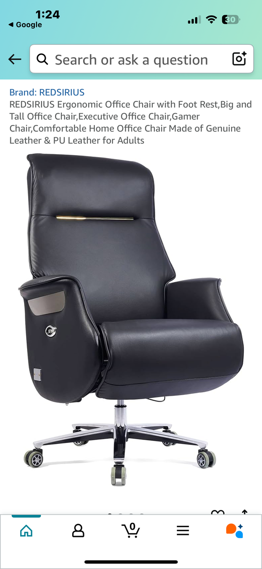 Boss Chair, Managerial & Executive Office Chair, Genuine and PU Leather Recliner with Electric Footrest, Adjustable Height, 360° Rotation, SGS Certified, Aluminum Alloy Base, Max Load 250KG/550lb (O435)