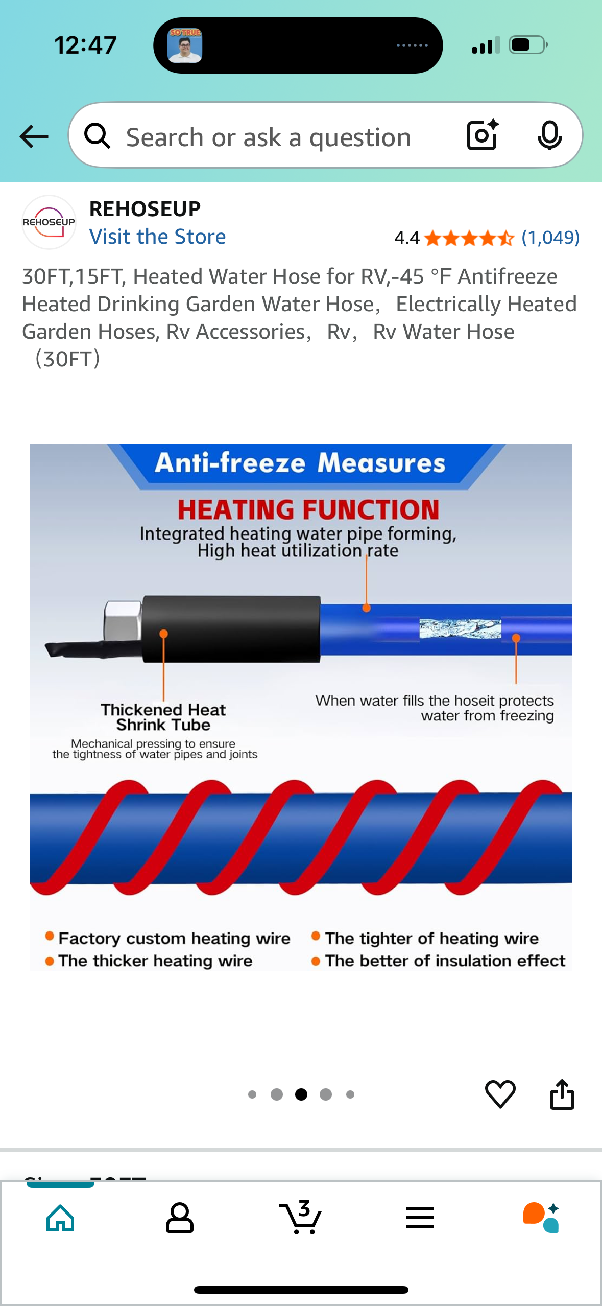 30FT, 15FT, Heated Water Hose for RV,-45 ℉ Antifreeze Heated Drinking Garden Water Hose，Electrically Heated Garden Hoses, Rv Accessories, Rv, Rv Water Hose