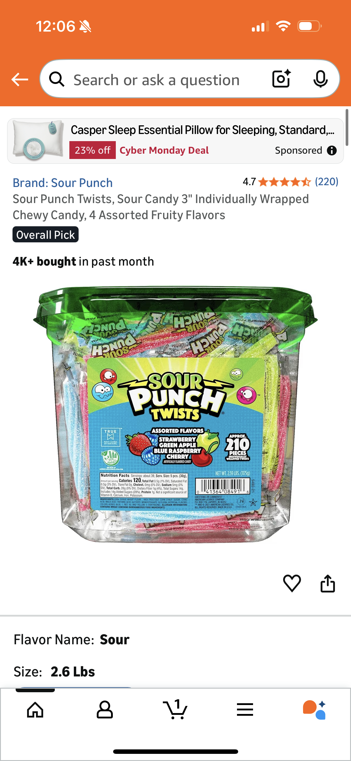 Sour Punch Twists, Sour Candy 3" Individually Wrapped Chewy Candy, 4 Assorted Fruity Flavors
