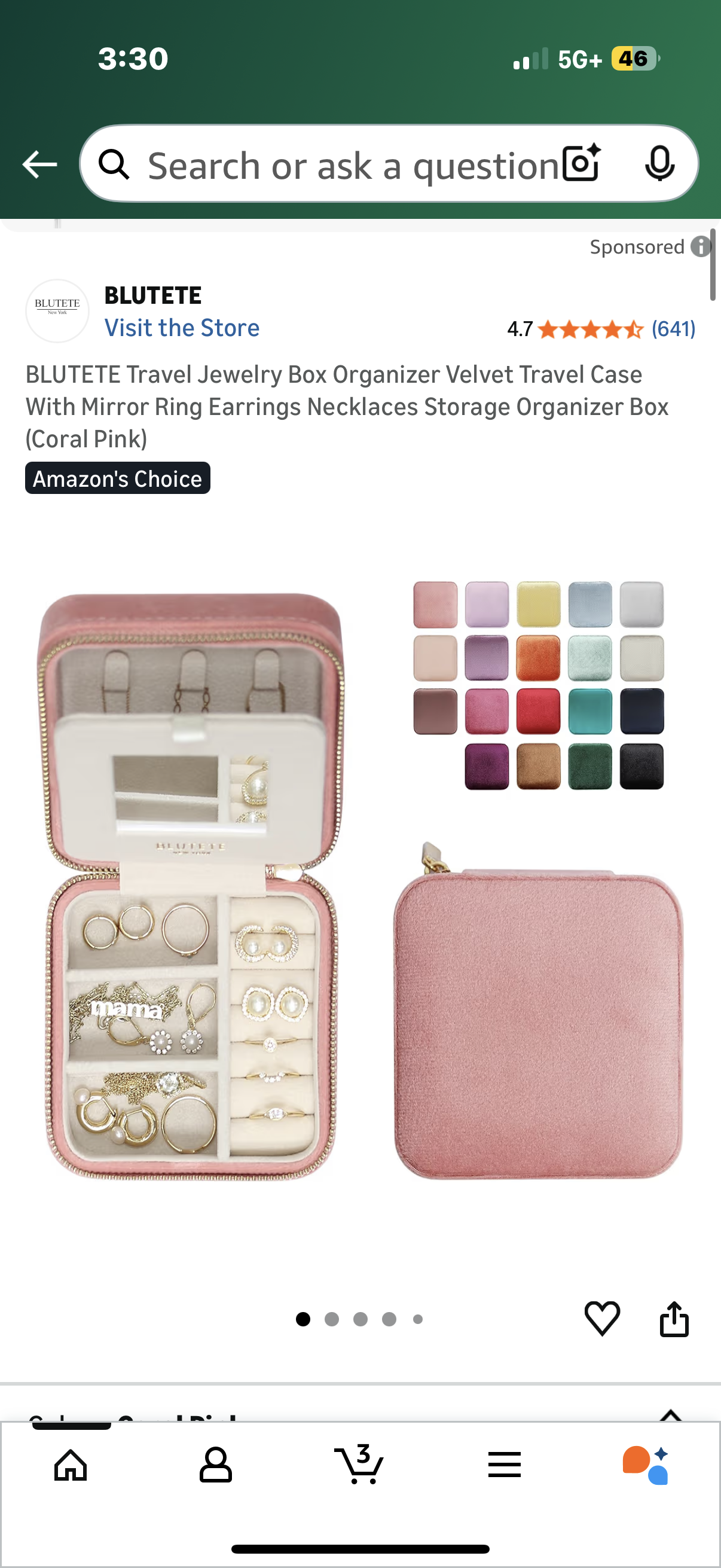 Travel Jewelry Box Organizer Velvet Travel Case With Mirror Ring Earrings Necklaces Storage Organizer Box (Coral Pink