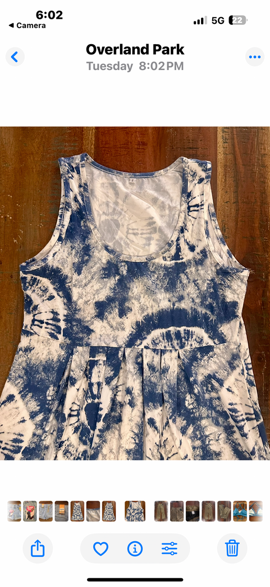 Womens Cotton Blue and White Caftan (Size S)