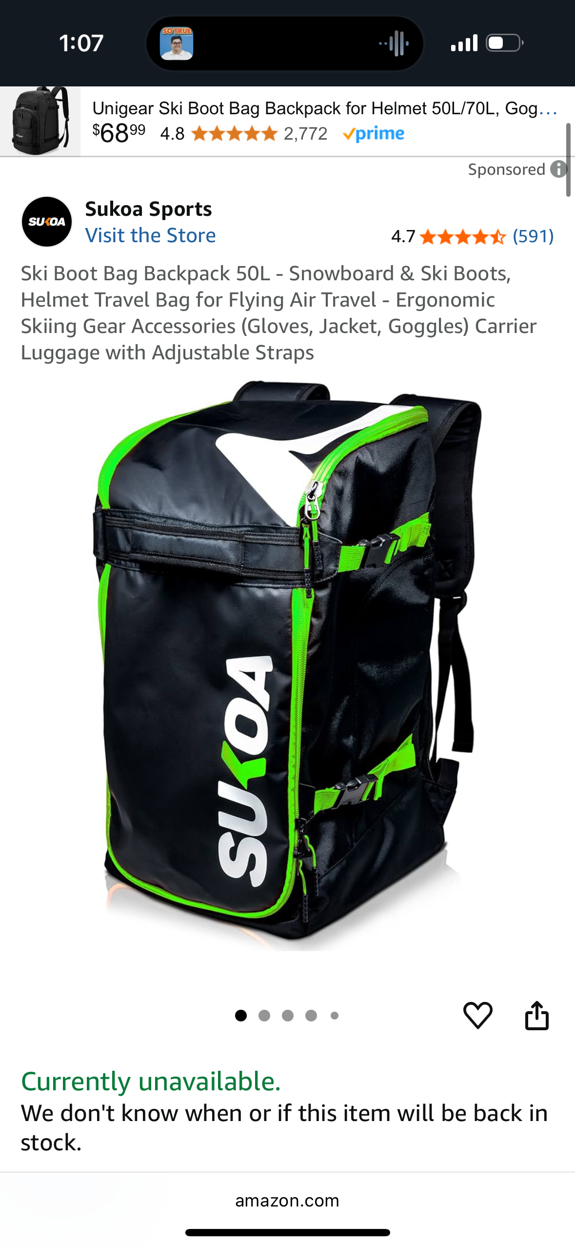 Ski Boot Bag Backpack 50L - Snowboard & Ski Boots, Helmet Travel Bag for Flying Air Travel - Ergonomic Skiing Gear Accessories (Gloves, Jacket, Goggles) Carrier Luggage with Adjustable Straps