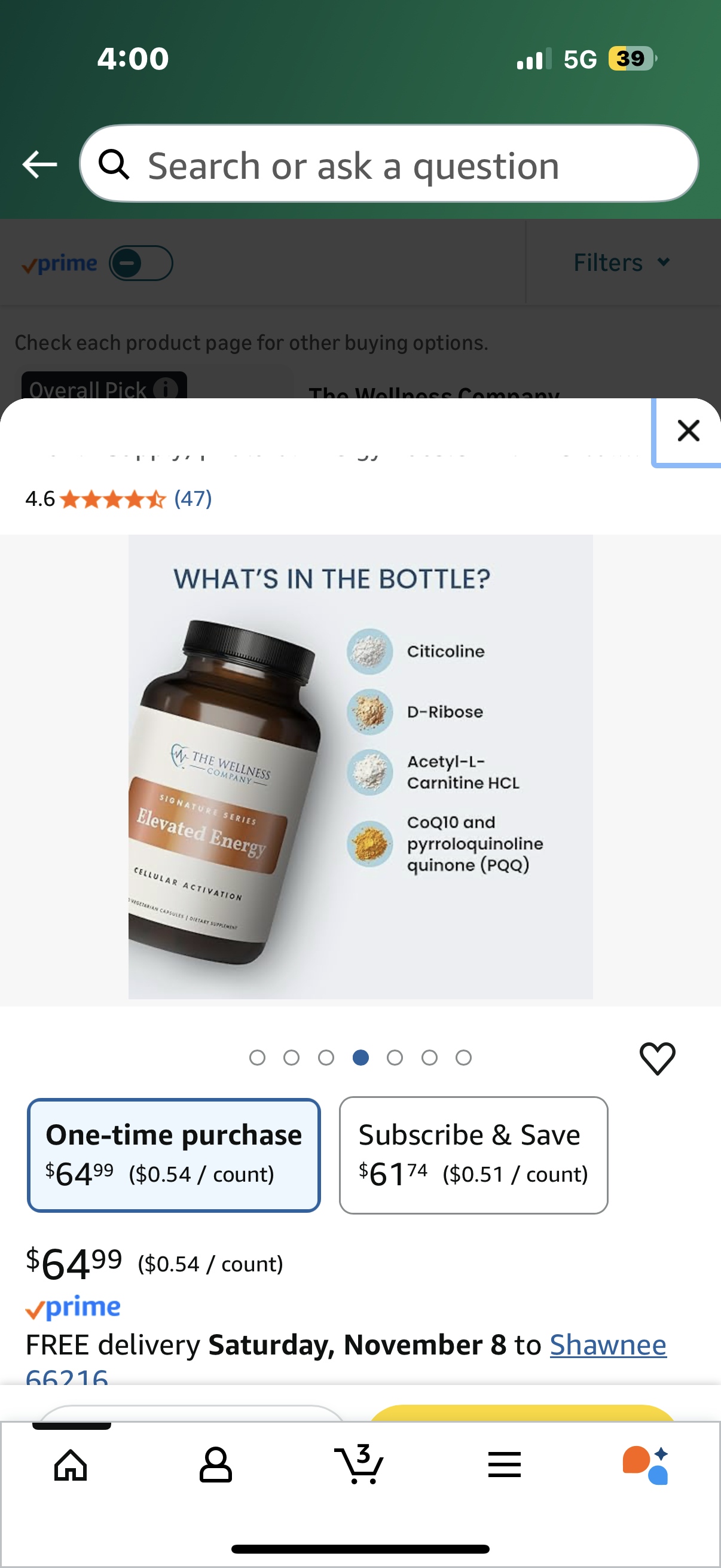 The Wellness Company Elevated Energy | 120 Capsules (2 Month Supply) | Natural Energy Booster with Herbal