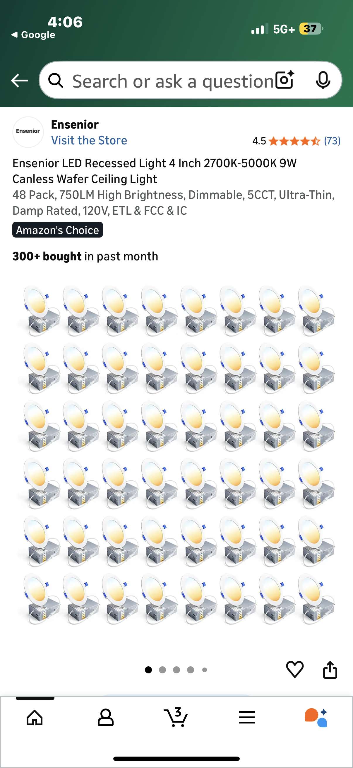 energetic Recessed Lighting 5/6 inch LED Recessed Lighting Can Lights 12.5W=100W 2700K/3000K/4000K/5000K/6000K Selectable Baffle Trim
48 Pack, 5CCT, Dimmable, 950LM, IC & Damp Rated, Retrofit Installation
