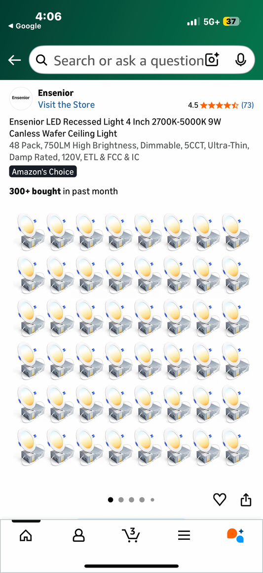 energetic Recessed Lighting 5/6 inch LED Recessed Lighting Can Lights 12.5W=100W 2700K/3000K/4000K/5000K/6000K Selectable Baffle Trim
48 Pack, 5CCT, Dimmable, 950LM, IC & Damp Rated, Retrofit Installation