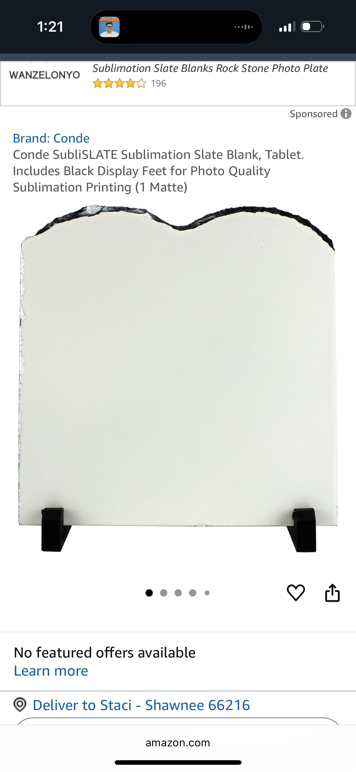 Conde SubliSLATE Sublimation Slate Blank, Rectangle. Includes Black Display Feet for Photo Quality Sublimation Printing (1 Gloss, Medium)