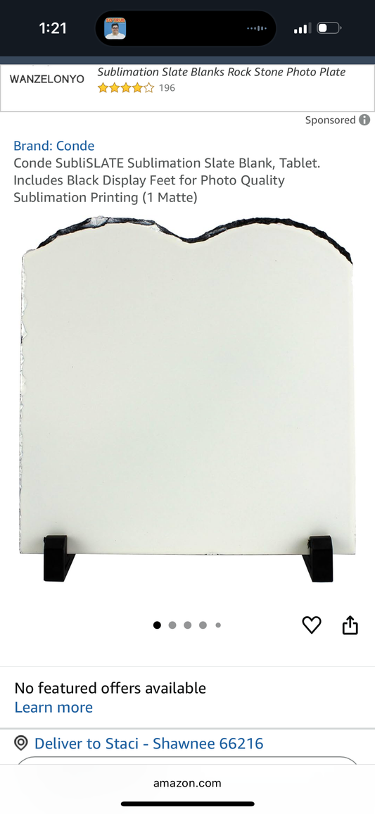 Conde SubliSLATE Sublimation Slate Blank, Rectangle. Includes Black Display Feet for Photo Quality Sublimation Printing (1 Gloss, Medium)