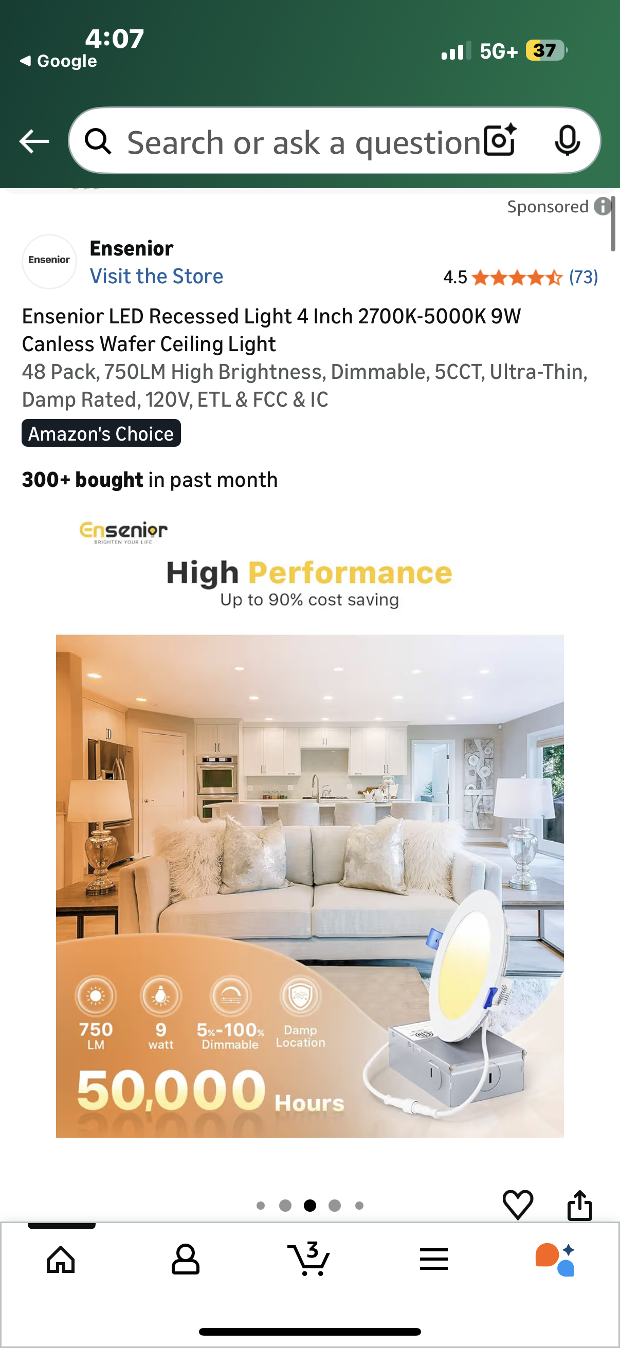 energetic Recessed Lighting 5/6 inch LED Recessed Lighting Can Lights 12.5W=100W 2700K/3000K/4000K/5000K/6000K Selectable Baffle Trim
48 Pack, 5CCT, Dimmable, 950LM, IC & Damp Rated, Retrofit Installation