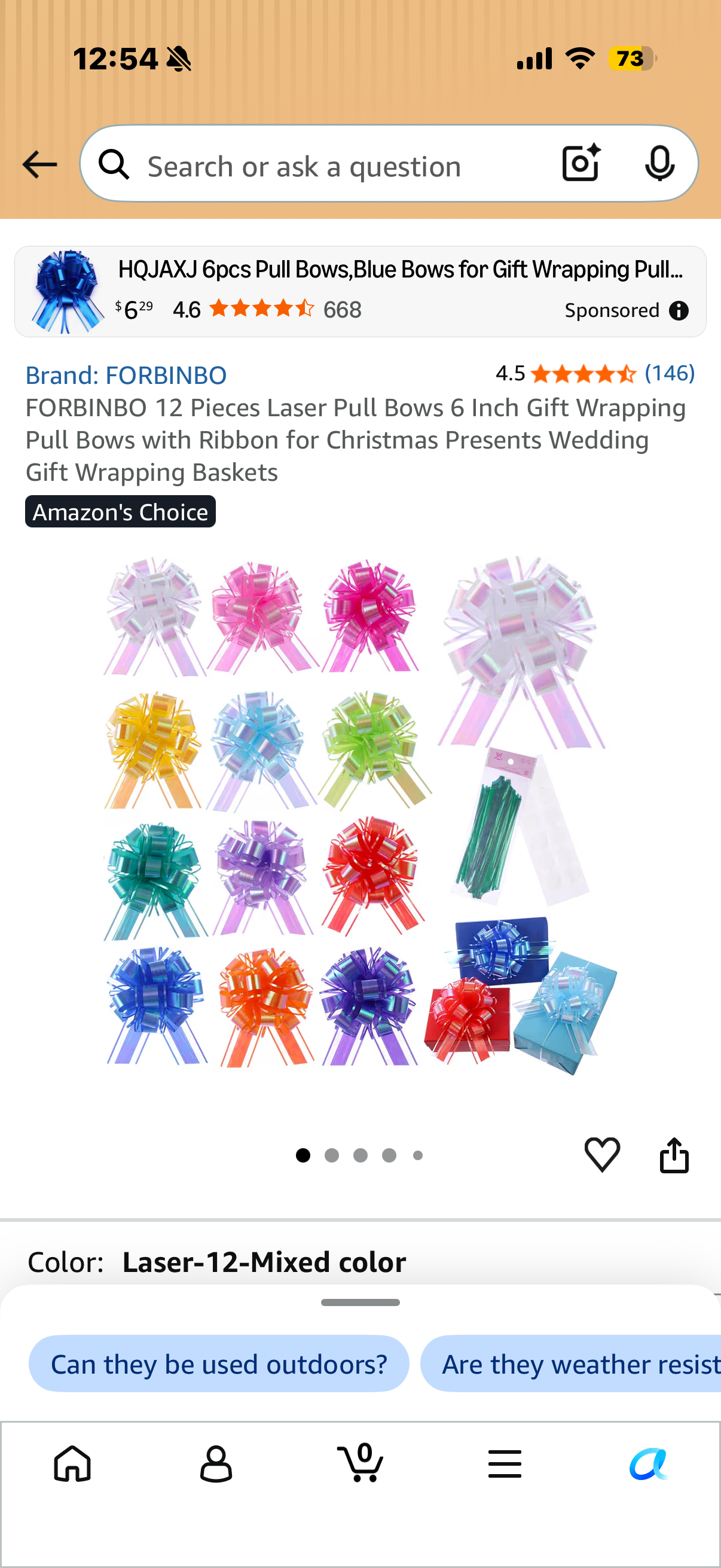FORBINBO 12 Pieces Laser Pull Bows 6 Inch Gift Wrapping Pull Bows with Ribbon for Christmas Presents Wedding Gift Wrapping Baskets