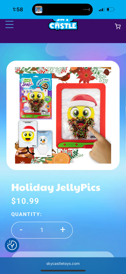Sky Castle DoodleJamz Holiday JellyPics - Sensory Drawing Pads Filled with Non-Toxic Squishy Beads and Gel – Includes Stylus