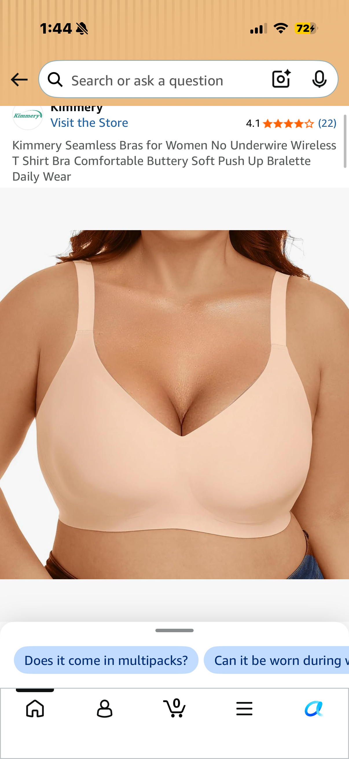 Kimmery Seamless Bras for Women No Underwire Wireless T Shirt Bra Comfortable Buttery Soft Push Up Bralette Daily Wear