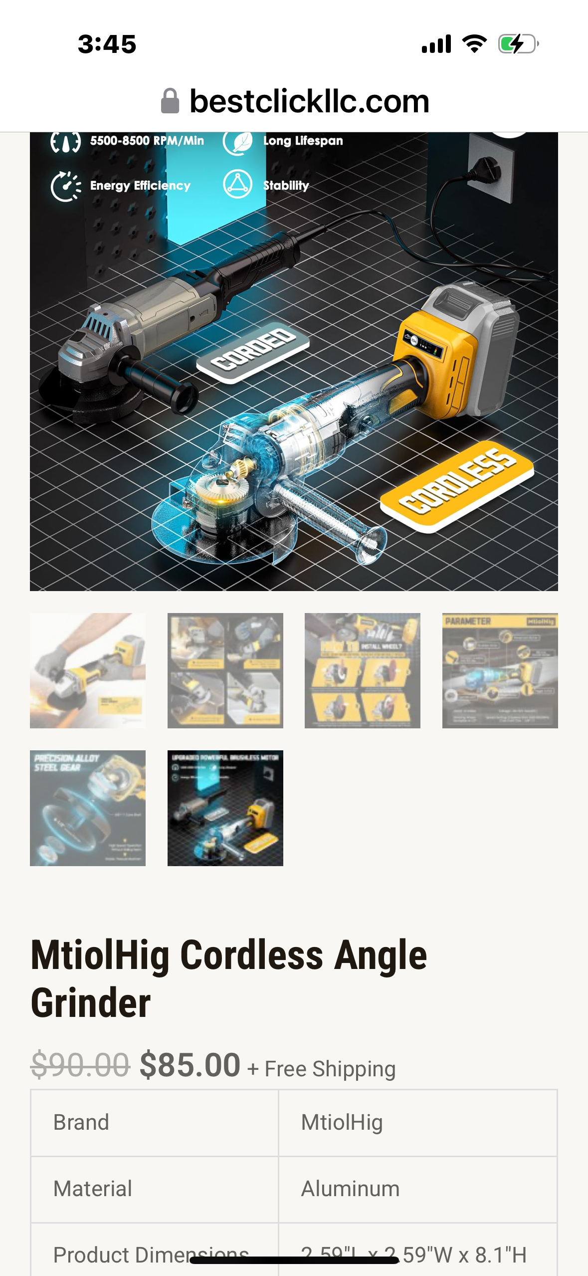 MtiolHig Cordless Angle Grinder