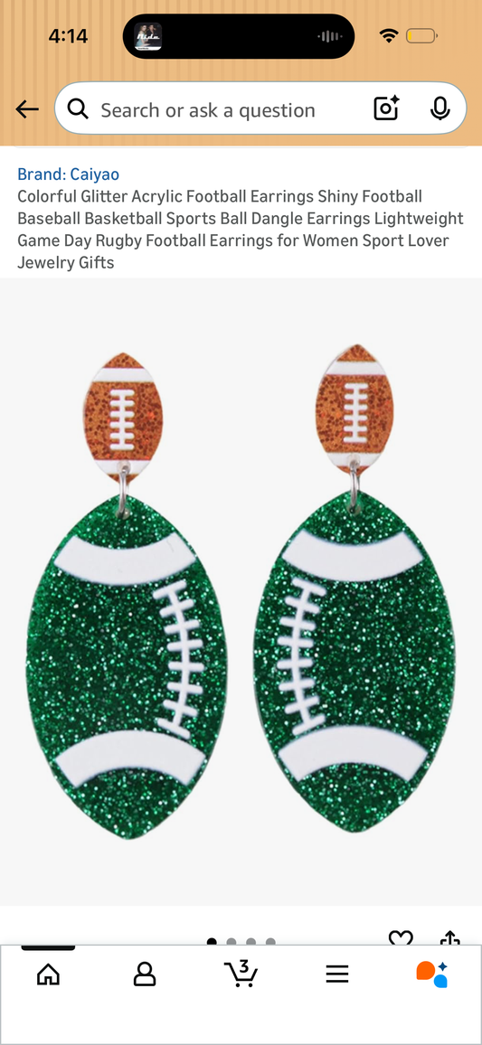 Colorful Glitter Acrylic Football Earrings Shiny Football Baseball Basketball Sports Ball Dangle Earrings Lightweight Game Day Rugby Football Earrings for Women Sport Lover Jewelry Gifts