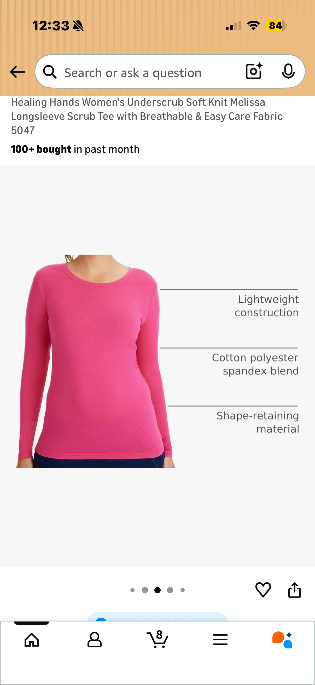 Healing Hands Women's Underscrub Soft Knit Melissa Longsleeve Scrub Tee with Breathable & Easy Care Fabric (Size 2X)