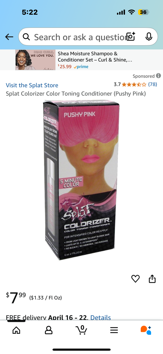 Splat Colorizer Color Toning Conditioner (Pushy Pink)