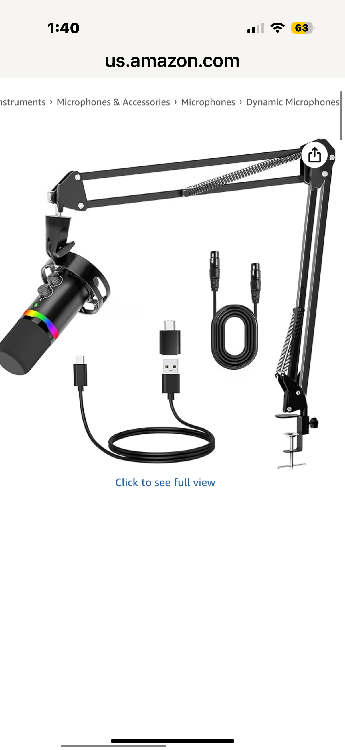 JUOPIEA XLR/USB Gaming Microphone Kit, Dynamic Mic for Podcasting Streaming, PC Microphone with Boom Arm Stand, RGB Light, Mute Button and Headphone Jack, for Recording, Vocal, Voice-Over