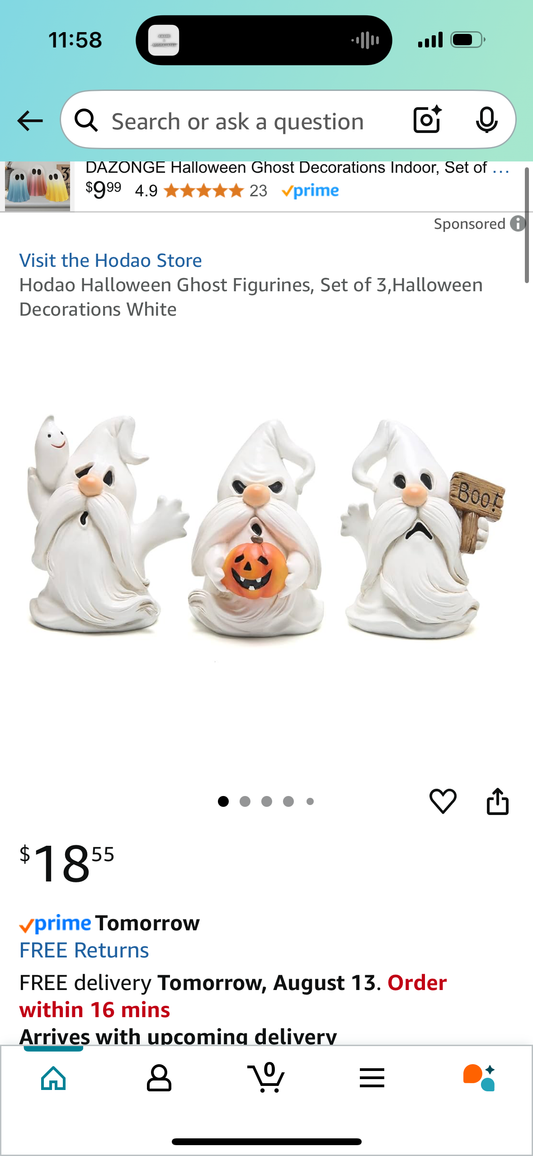 Hodao Halloween Ghost Figurines, Set of 3,Halloween Decorations White