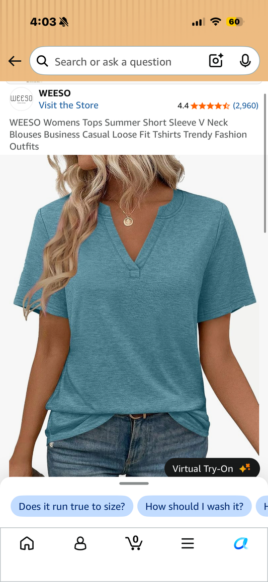 WEESO Womens Tops Summer Short Sleeve V Neck Blouses Business Casual Loose Fit Tshirts Trendy Fashion Outfits (Size Large)