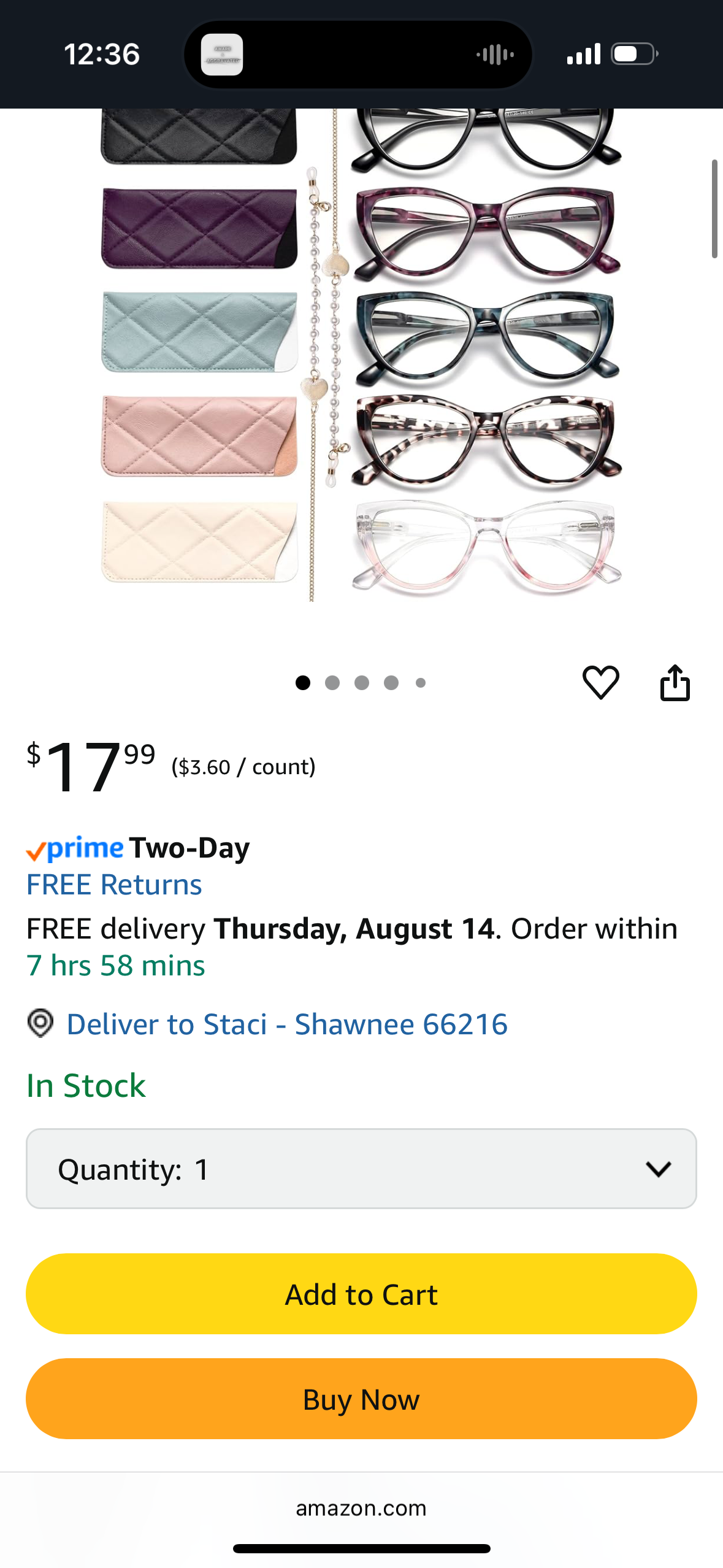 Gaoye 5 Pack Fashion Cat Eye Reading Glasses for Women, Computer Blue Light Readers Anti Glare With Eyeglasses Chain (A 5 PACK MIX, 2.0, multiplier_x)