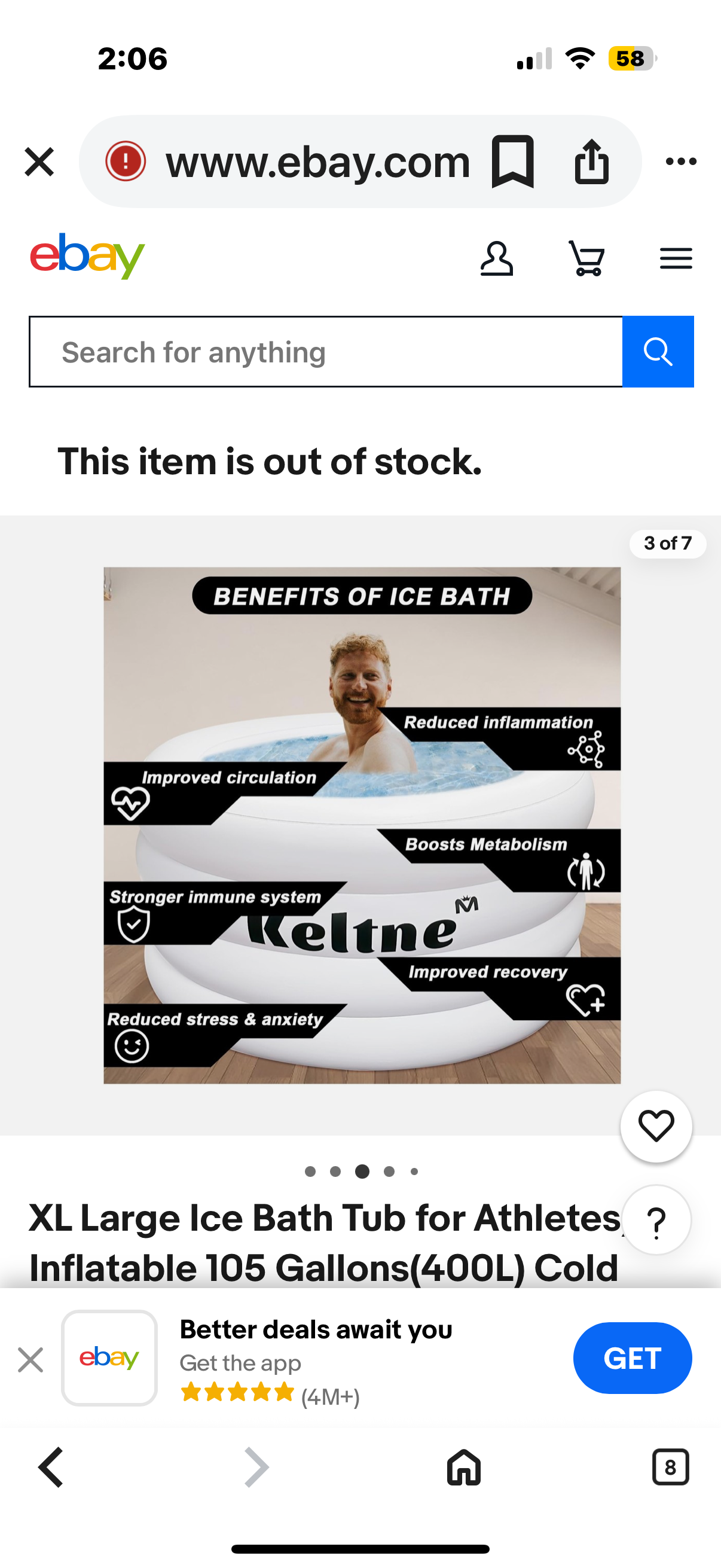 XL Portable Ice Bath Tub for Athletes With Zipper Cover, Inflatable Cold Plunge Tub for outdoor | Heavy Duty Ice Pod for Cold Water Therapy Recovery for Adults, Ice Barrel Plunge at Home Gym,-105Gal