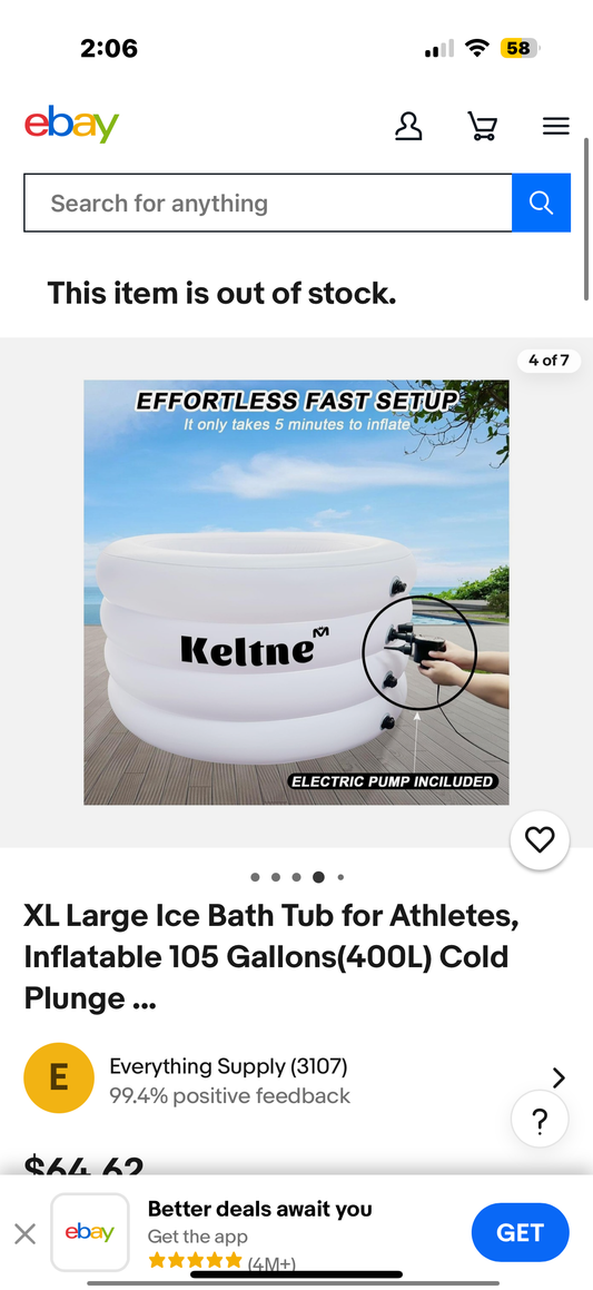 XL Portable Ice Bath Tub for Athletes With Zipper Cover, Inflatable Cold Plunge Tub for outdoor | Heavy Duty Ice Pod for Cold Water Therapy Recovery for Adults, Ice Barrel Plunge at Home Gym,-105Gal