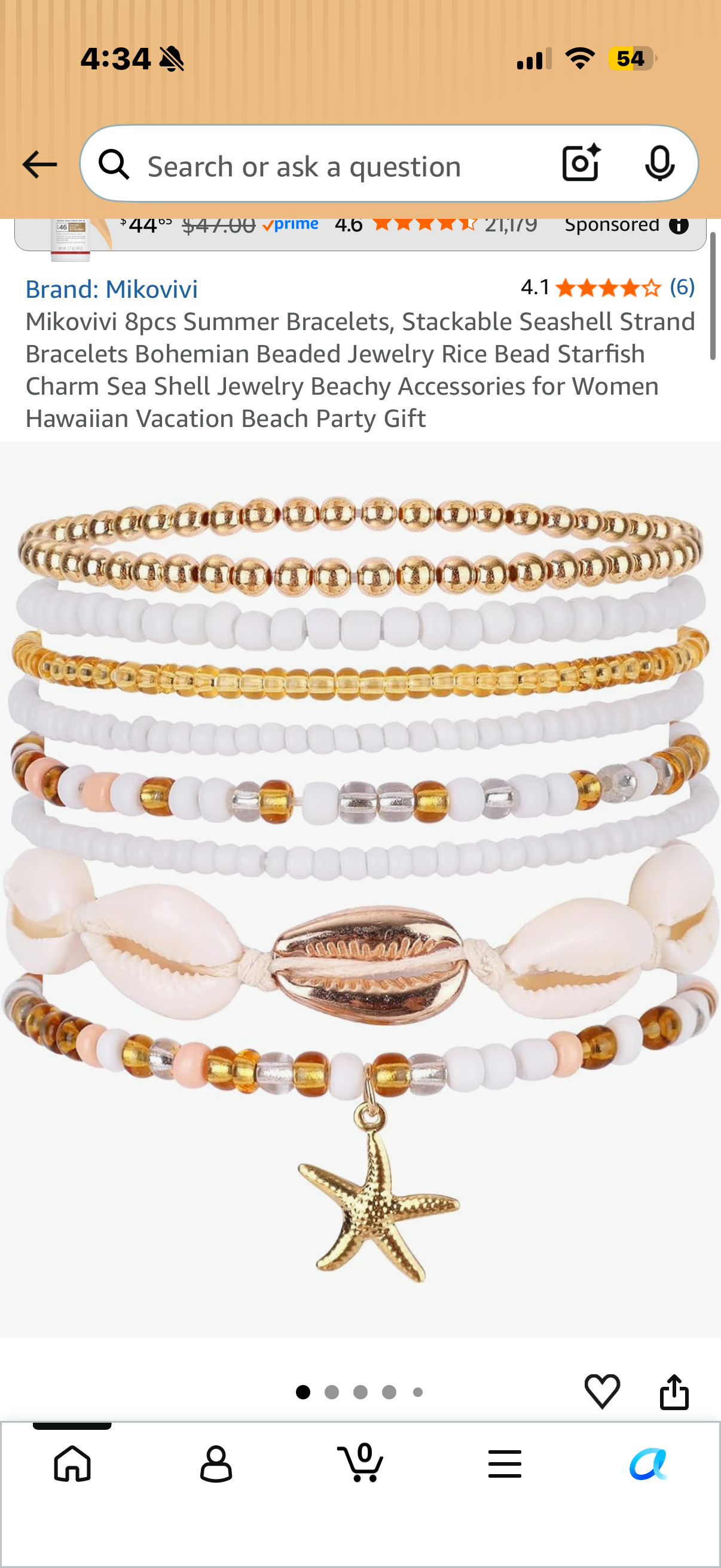 Mikovivi 8pcs Summer Bracelets, Stackable Seashell Strand Bracelets Bohemian Beaded Jewelry Rice Bead Starfish Charm Sea Shell Jewelry Beachy Accessories for Women Hawaiian Vacation Beach Party Gift