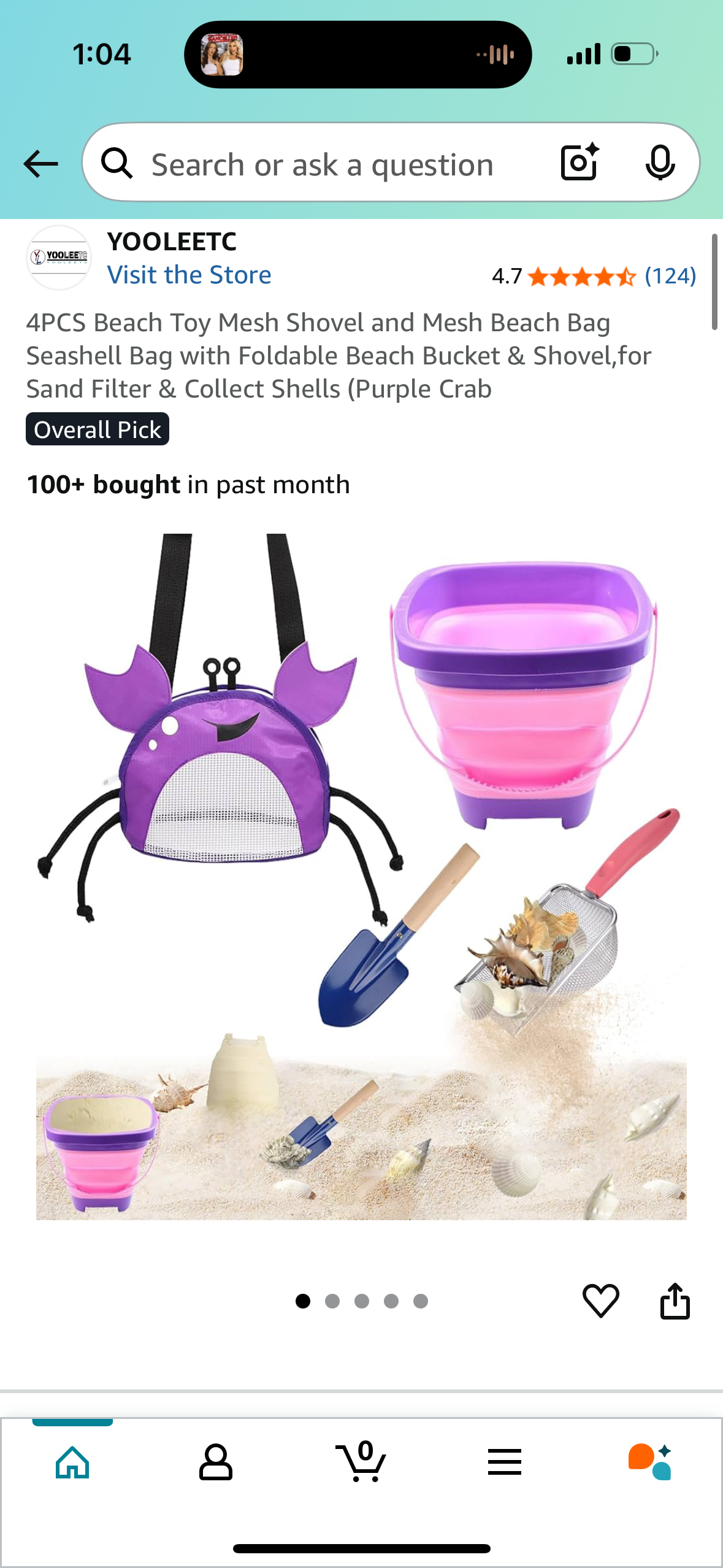 4PCS Beach Toy Mesh Shovel and Mesh Beach Bag Seashell Bag with Foldable Beach Bucket & Shovel,for Sand Filter & Collect Shells (Purple Crab) Look hi