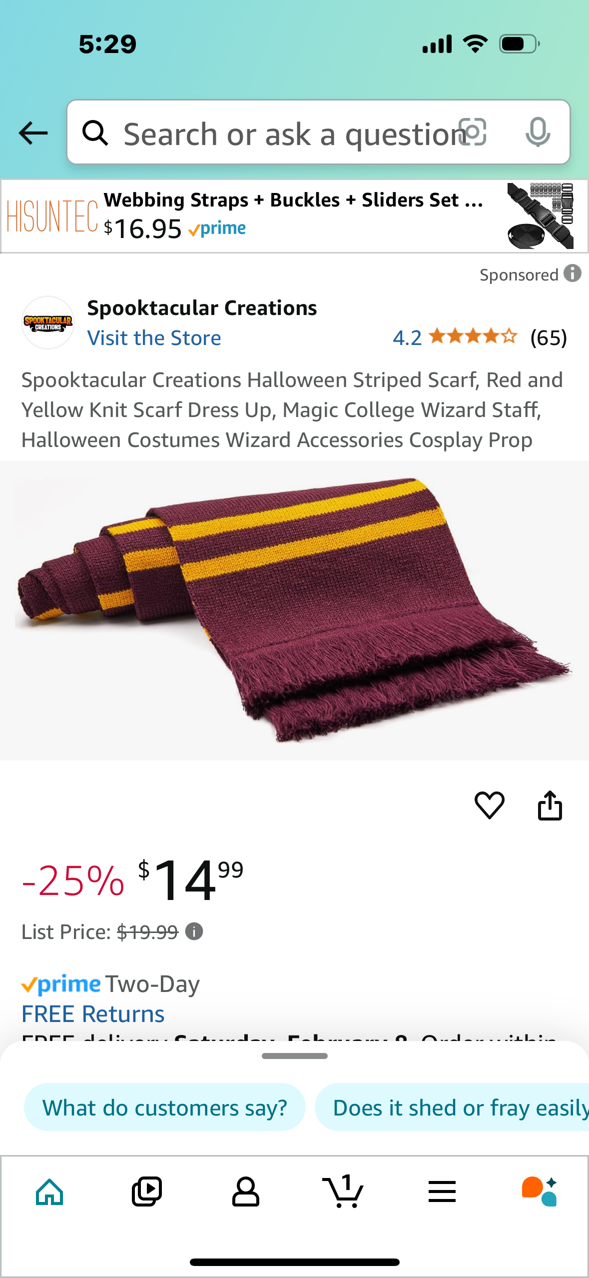 Spooktacular Creations Halloween Striped Scarf, Red and Yellow Knit Scarf Dress Up, Magic College Wizard Staff, Halloween Costumes Wizard Accessories Cosplay Prop