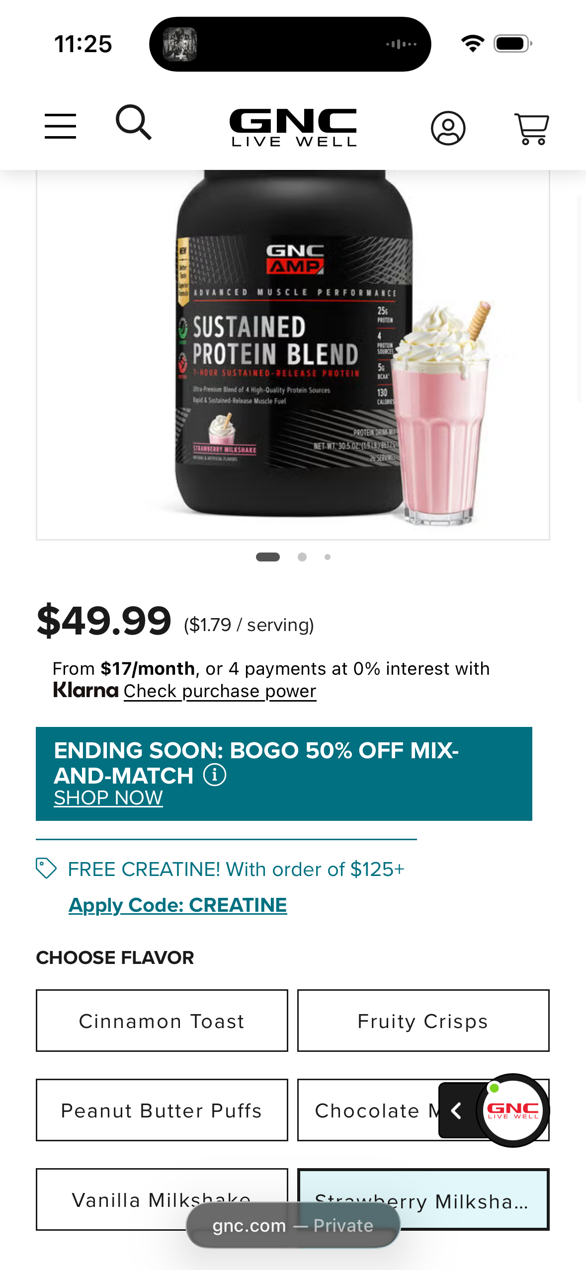 GNC AMP Sustained Protein Blend - Strawberry Milkshake (28 Servings)