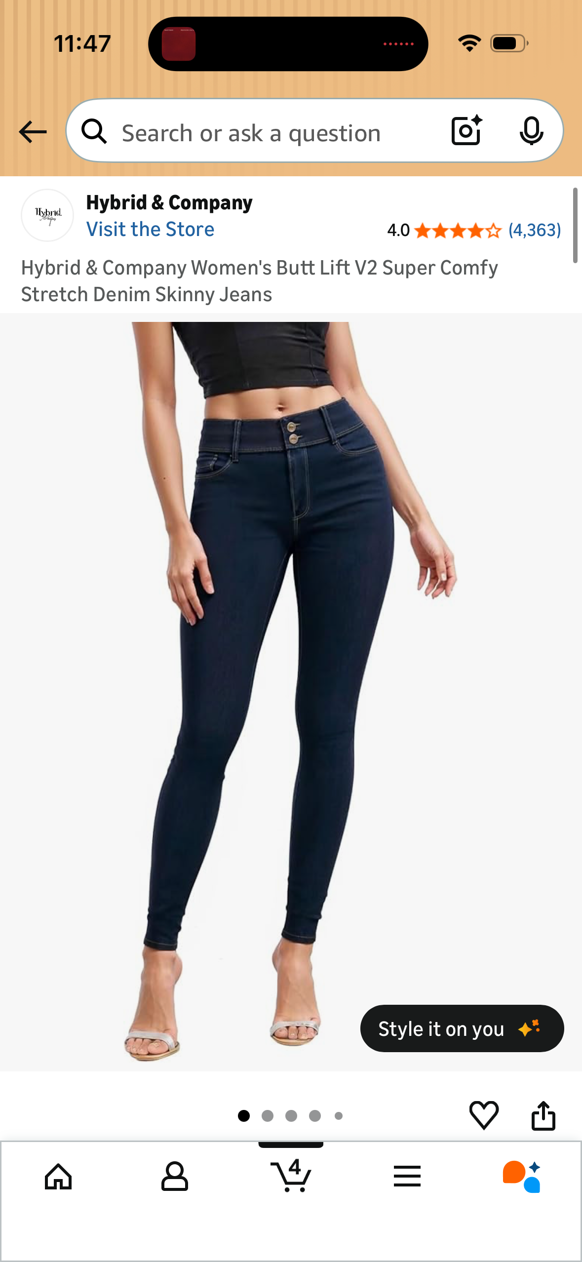 Hybrid & Company Women's Butt Lift V2 Super Comfy Stretch Denim Skinny Jeans (Size 14 Women’s)