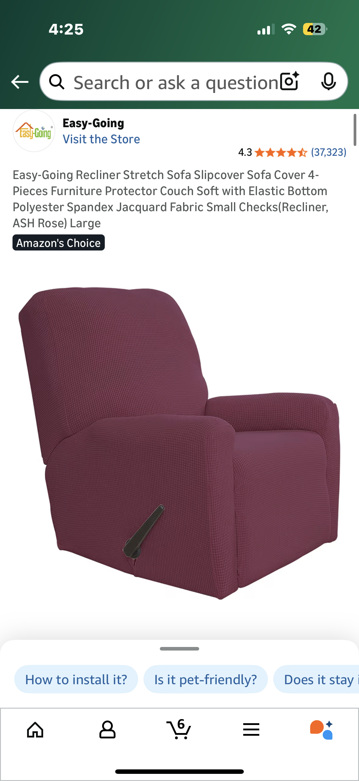 Easy-Going Thickened Recliner Stretch Slipcover Sofa Cover Furniture Protector with Elastic Bottom 4 Pieces Couch Shield, Sturdy Fabric Slipcover Children Wine