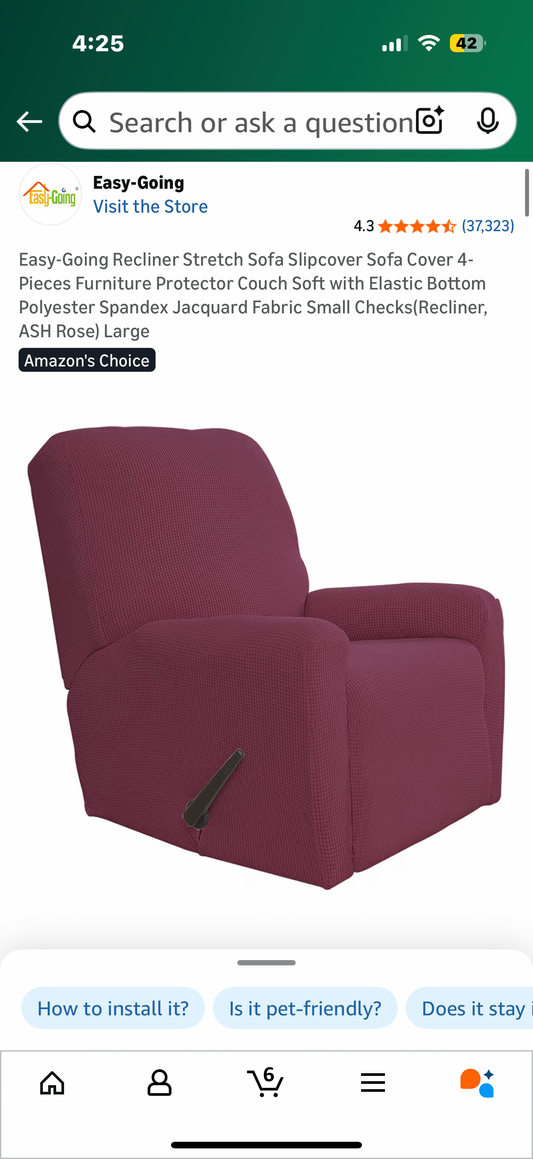 Easy-Going Thickened Recliner Stretch Slipcover Sofa Cover Furniture Protector with Elastic Bottom 4 Pieces Couch Shield, Sturdy Fabric Slipcover Children Wine