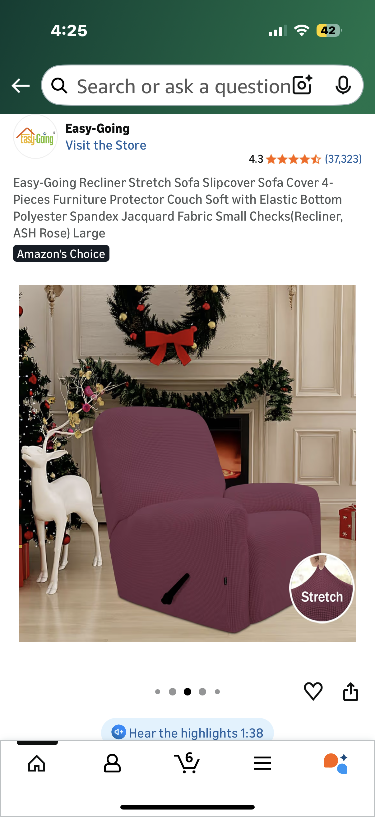 Easy-Going Thickened Recliner Stretch Slipcover Sofa Cover Furniture Protector with Elastic Bottom 4 Pieces Couch Shield, Sturdy Fabric Slipcover Children Wine