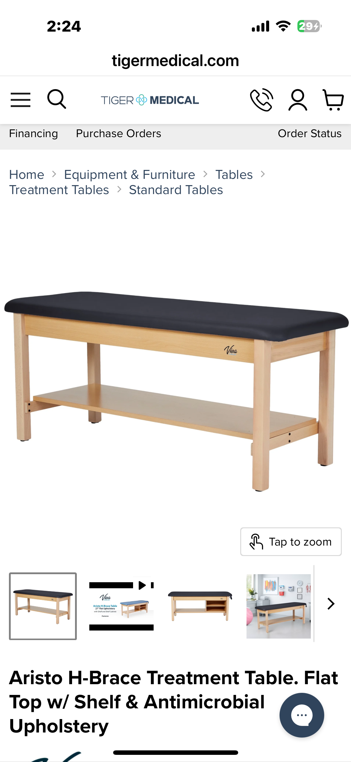 VivaComfort Aristo H-Brace Wooden Flat Treatment Table with Shelf, 500 Ibs Weight Capacity, Black (R722)