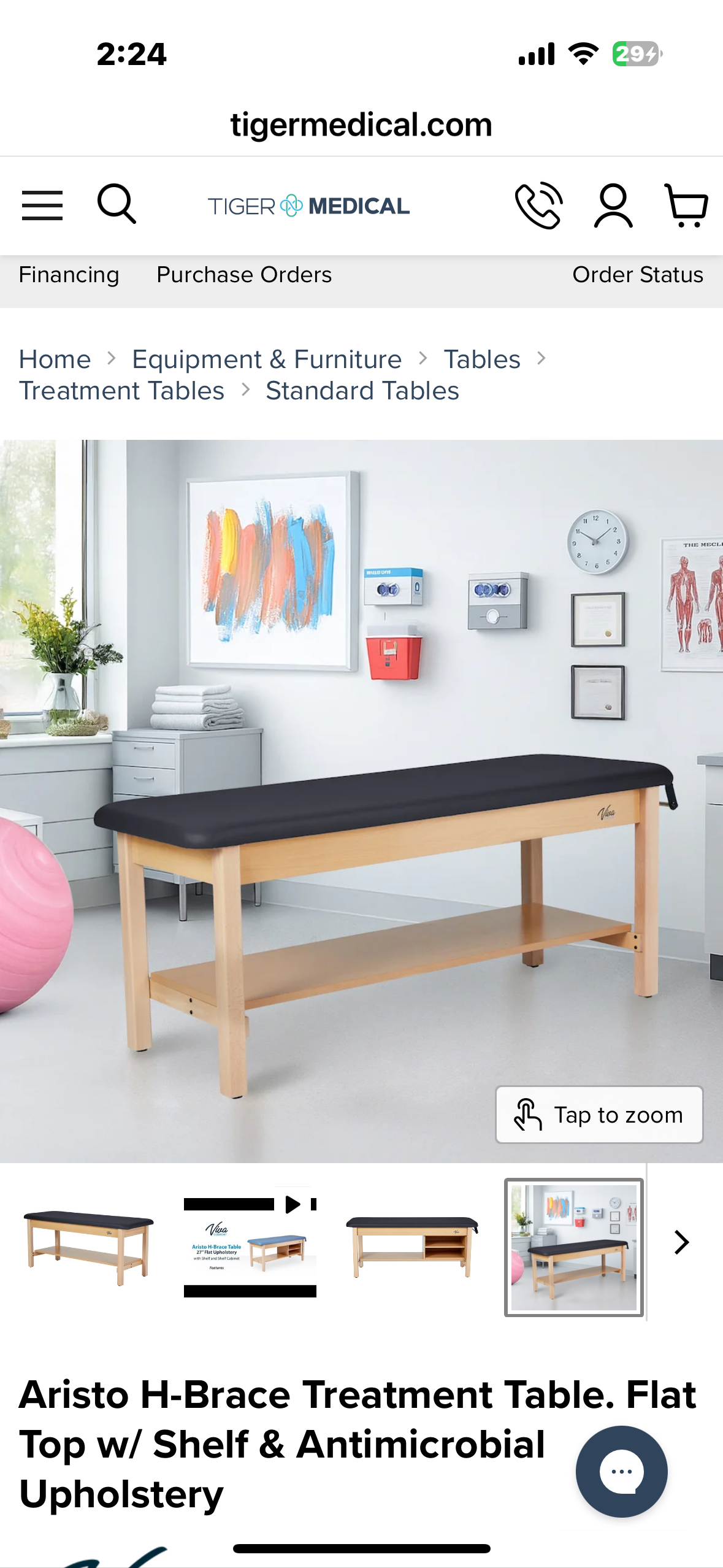 VivaComfort Aristo H-Brace Wooden Flat Treatment Table with Shelf, 500 Ibs Weight Capacity, Black (R722)