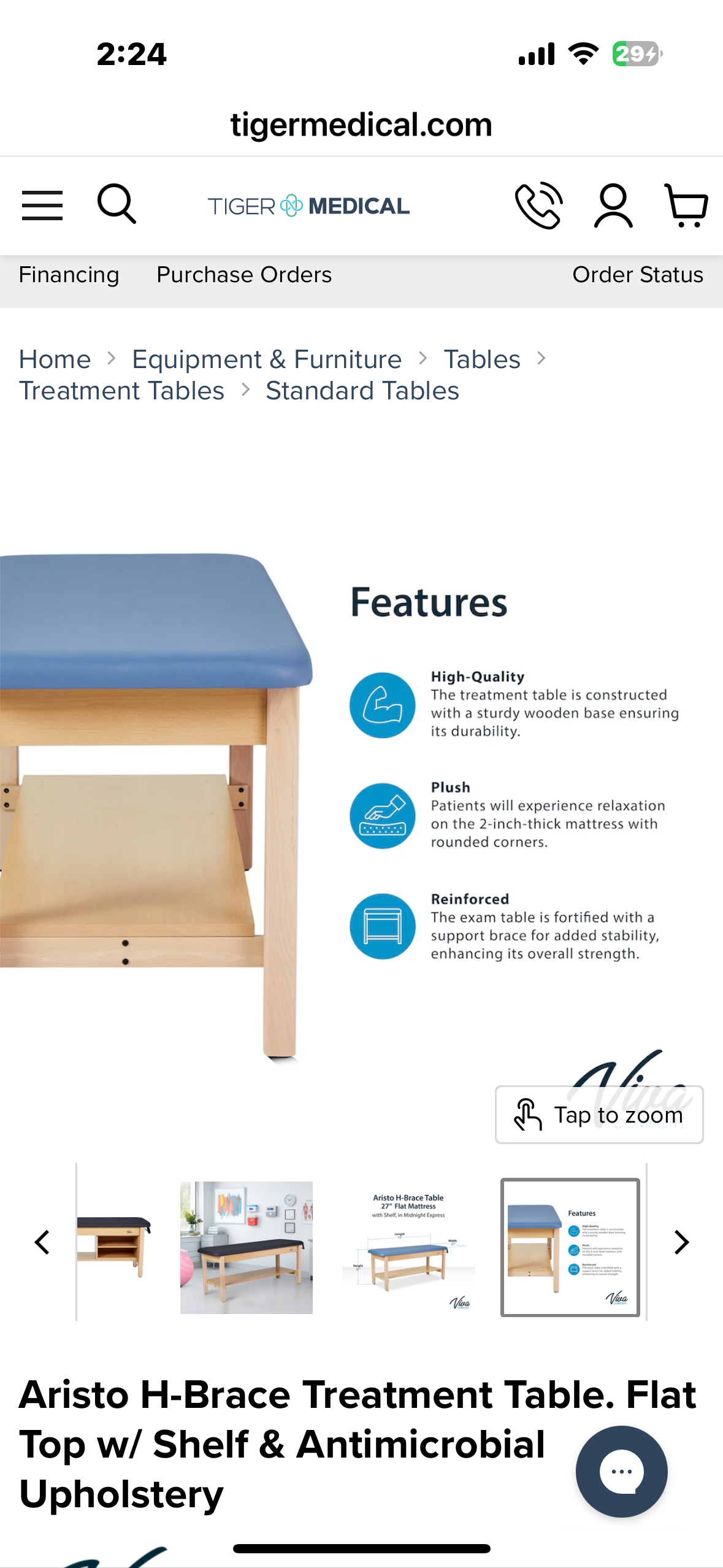 VivaComfort Aristo H-Brace Wooden Flat Treatment Table with Shelf, 500 Ibs Weight Capacity, Black (R722)