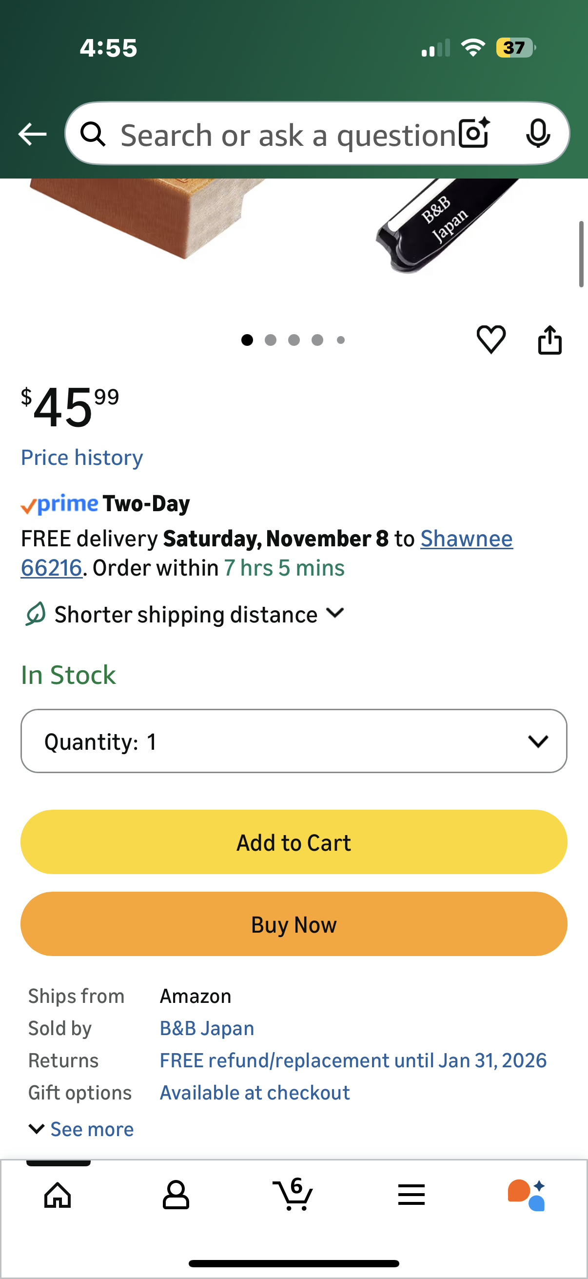 Japanese Knife Sharpener 1000/6000 Grit and Knife Angle Holder Set by B&B japan for Stainless Steel Cutlery and Pointed Carver, Best for Long-Lasting Sharpness, "KING" Trade Mark