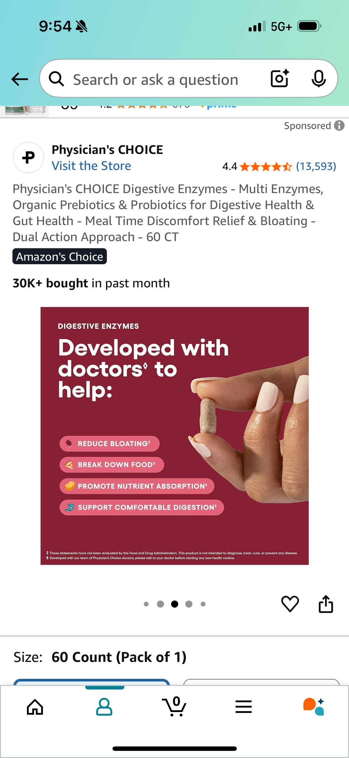 Physician's CHOICE Digestive Enzymes - Multi Enzymes, Organic Prebiotics & Probiotics for Digestive Health & Gut Health - Meal Time Discomfort Relief & Bloating - Dual Action Approach - 60 CT