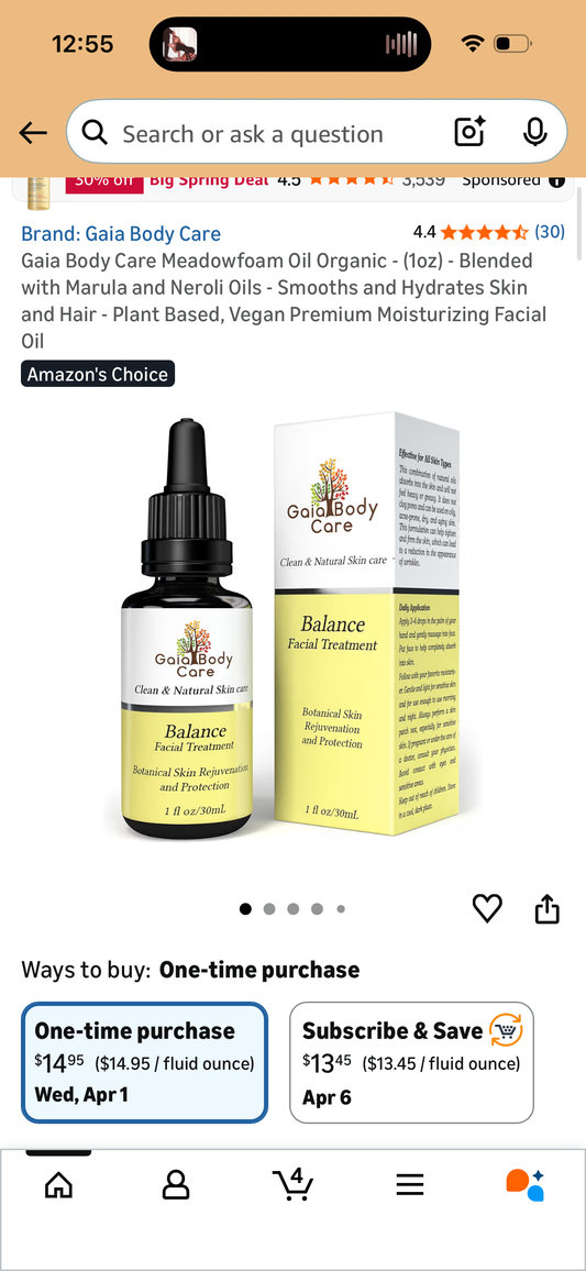 Gaia Body Care Meadowfoam Oil Organic - (1oz) - Blended with Marula and Neroli Oils - Smooths and Hydrates Skin and Hair - Plant Based, Vegan Premium Moisturizing Facial Oil