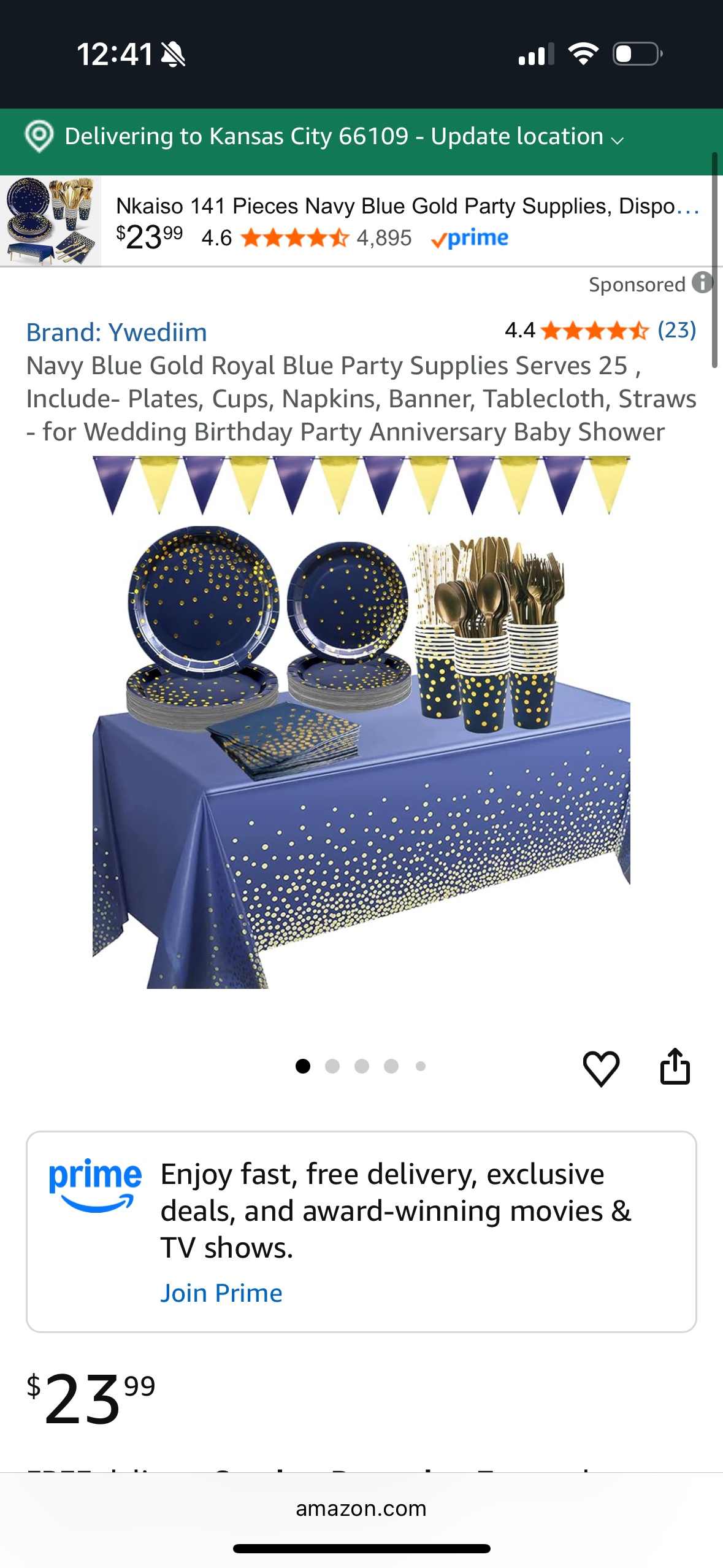 Navy Blue Gold Royal Blue Party Supplies Serves 25 , Include- Plates, Cups, Napkins, Banner, Tablecloth, Straws - for Wedding Birthday Party Anniversary Baby Shower