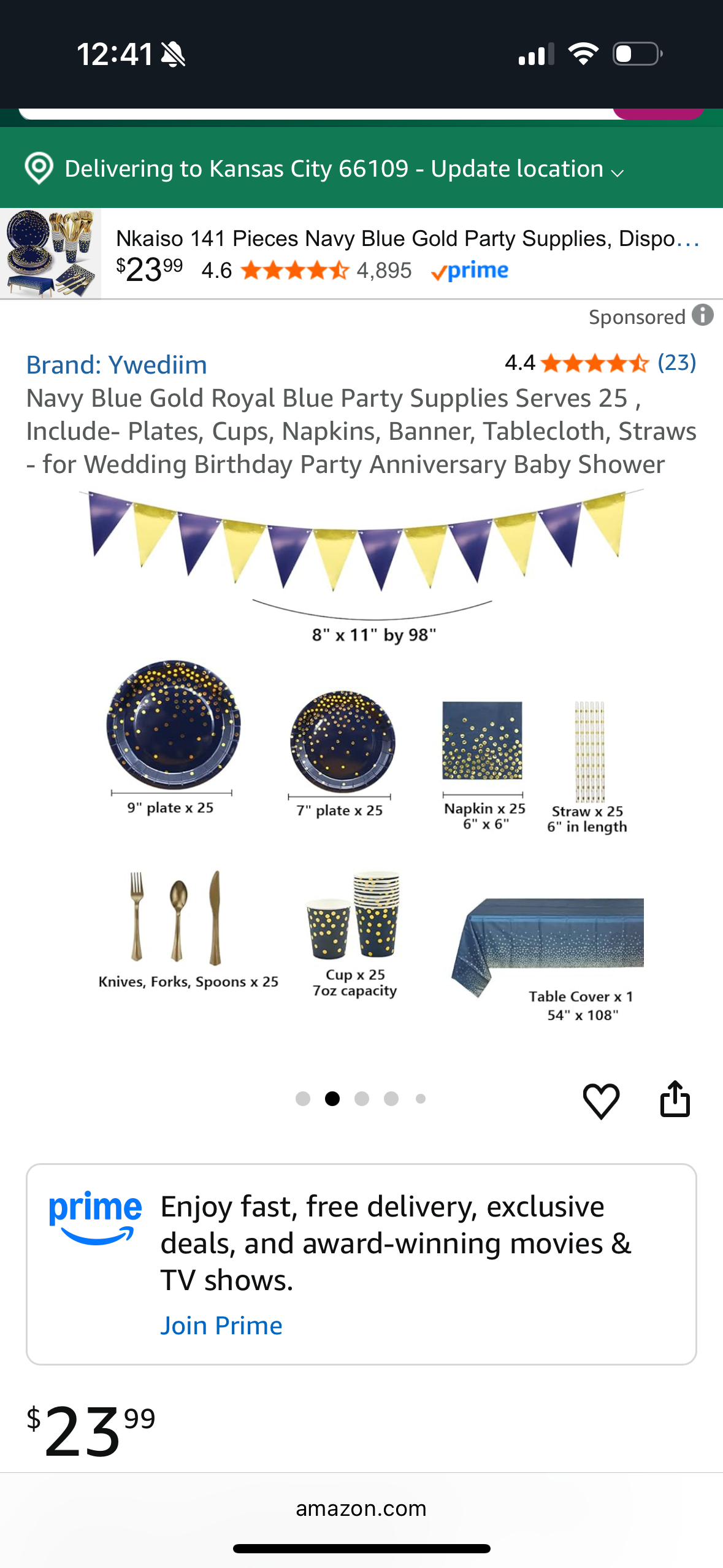Navy Blue Gold Royal Blue Party Supplies Serves 25 , Include- Plates, Cups, Napkins, Banner, Tablecloth, Straws - for Wedding Birthday Party Anniversary Baby Shower