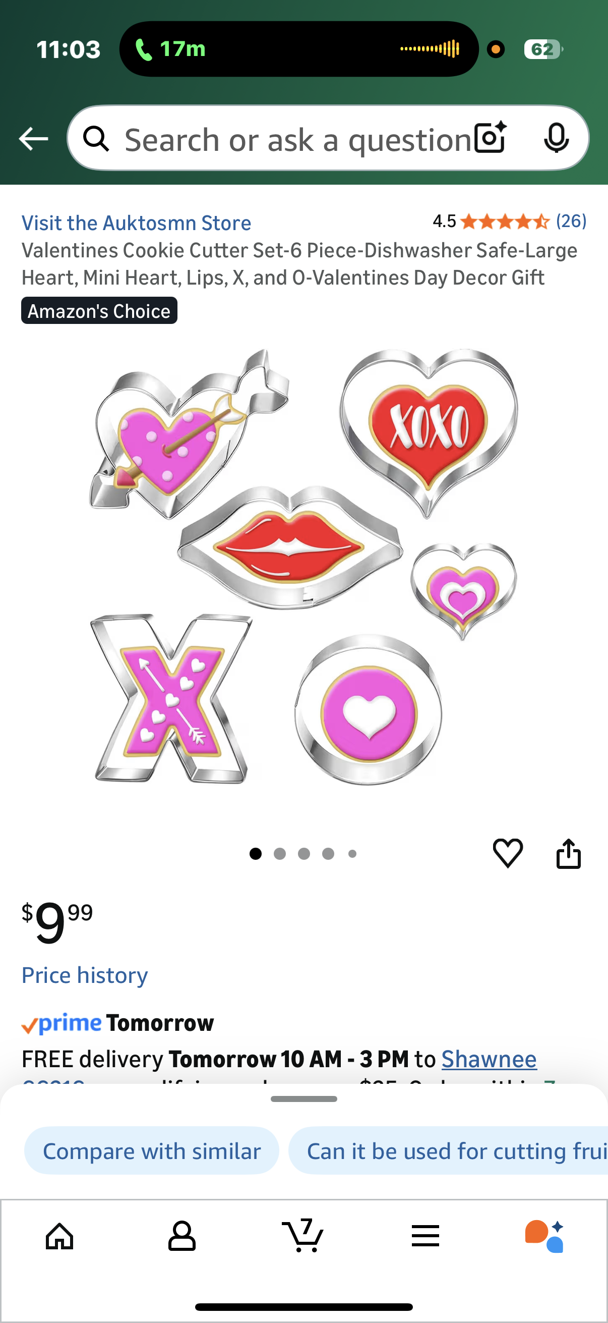 Cookie Cutter Set-6 Piece-Dishwasher Safe-Large Heart, Mini Heart, Lips, X, and O