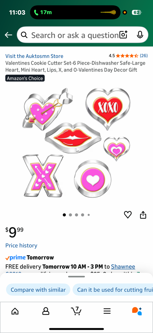 Cookie Cutter Set-6 Piece-Dishwasher Safe-Large Heart, Mini Heart, Lips, X, and O