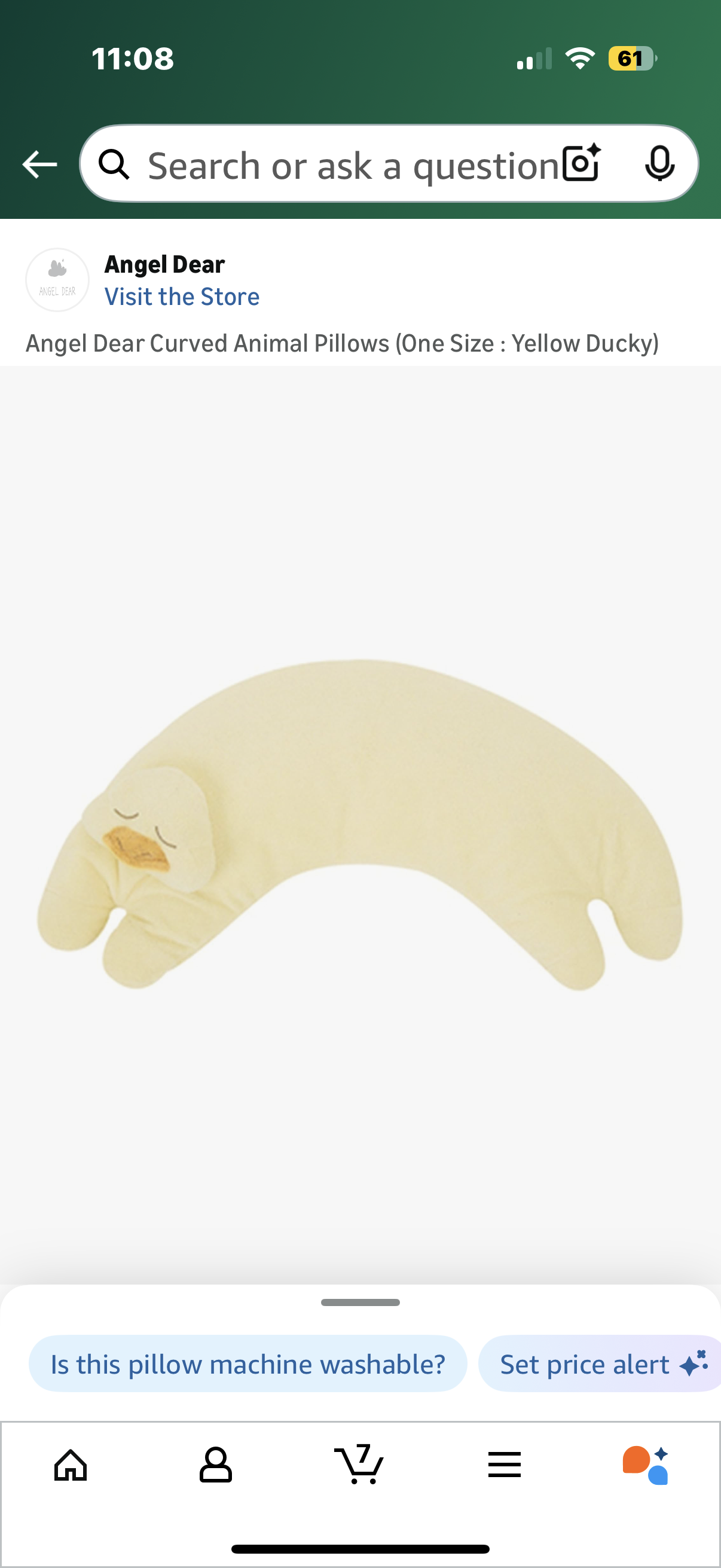 Angel Dear Curved Animal Pillows (One Size : Yellow Ducky