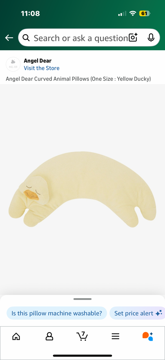 Angel Dear Curved Animal Pillows (One Size : Yellow Ducky