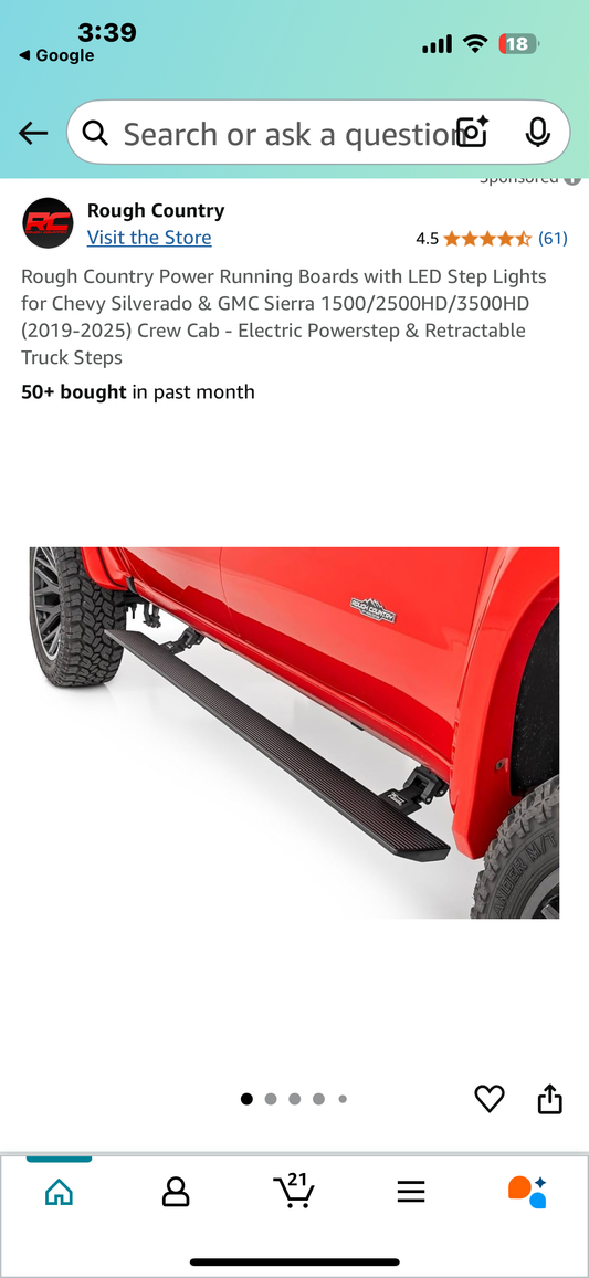 New - Rough Country Retractable Power Running Boards with LED Step Lights for Chevy Silverado & GMC Sierra 1500/2500HD/3500HD Crew Cab (G750)